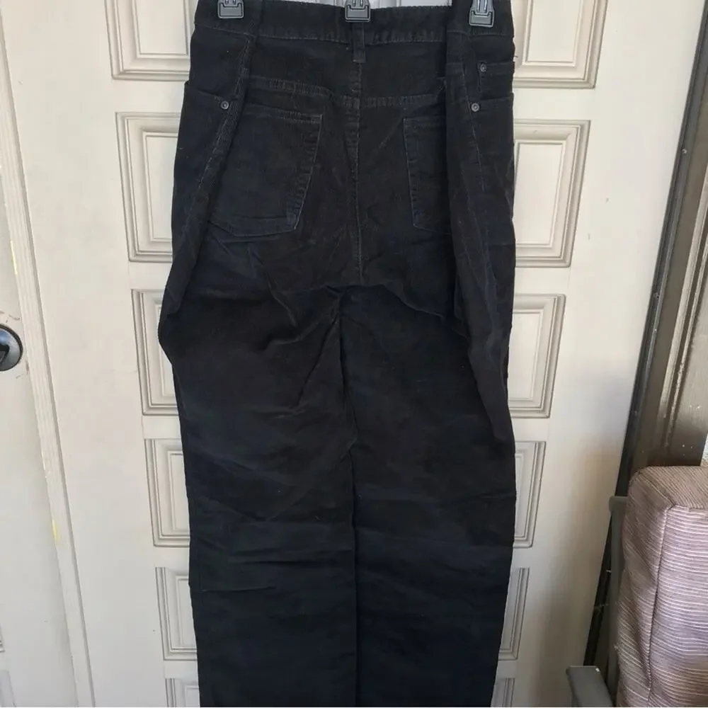 Plus Sz16W St Johns Bay Corduroy Straight Leg Jeans Black 5 Pocket Style NWOT